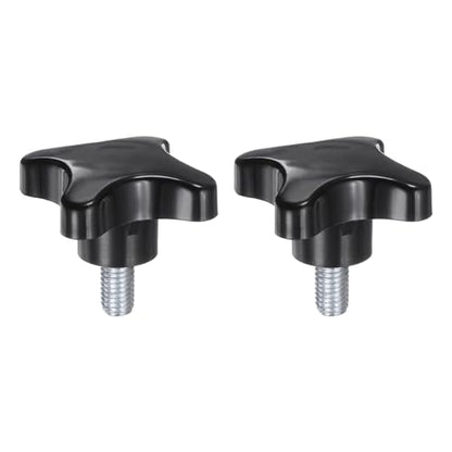HARFINGTON 2pcs Star Knobs M10 x 16mm Male Thread Plastic 4-Star Stud Knob Hand Tightening Clamping Screw Replacement Threaded Handle, Black - size: M10 x 16mm