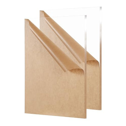 KAITELA Clear Cast Acrylic Sheet 8" x 12" x 1/4" Thick (6mm), Pack of 2 - size: 8" x 12", 1/4" Thick