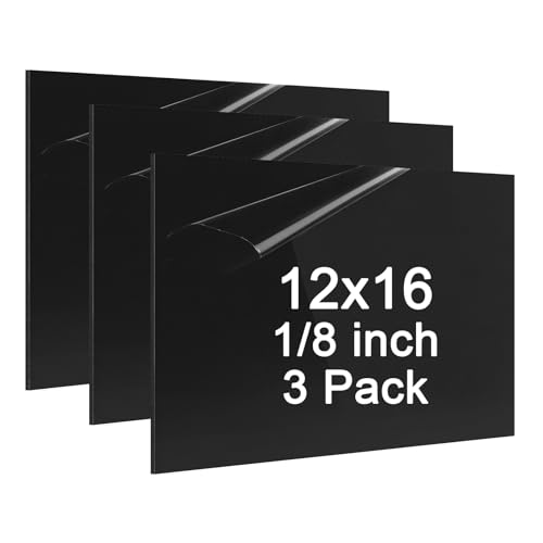 ABS Plastic Sheet 1/8 Inch Thick - 3PACK 12" x 16" Black Rigid ABS Board Impact Resistant Heat Moldable ABS Plastic Panel for Industrial DIY Projects, Home Decor, Handicrafts - (Frosted & Smooth) - size: 12x16x1/8 inch