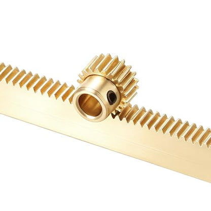 uxcell Brass Spur Gear and Gear Rack 0.5M 20T 10x5x300mm Rack Spur 5mm Bore - size: Gear Bore 5mm, (0.5M-20T)