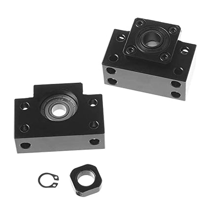 ANWOK 2pcs Ballscrew End Supports 1pcs BK15 Fixed Side + 1pcs BF15 for CNC Router Parts RM / SFU2005 Ballscrew 2005 Ball Screw Bearing Block Bracket - size: BK15+BF15