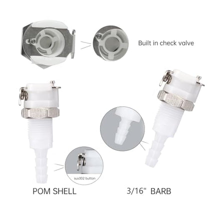 2Pcs 3/16" Plastic Panel Mounting Hose Barb Quick Connector Fittings - size: 3/16 inch