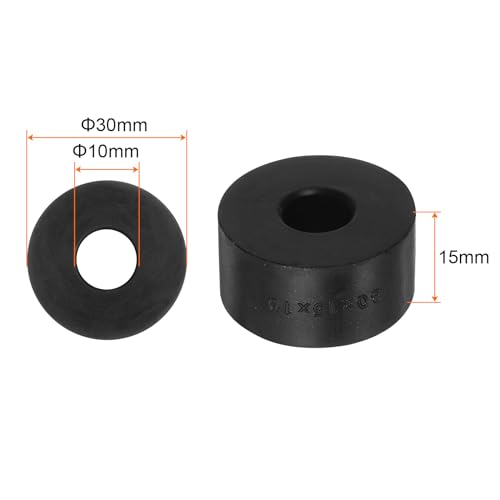 HARFINGTON 8pcs Rubber Spacer 1.2" OD 0.4" ID 0.6" Thick Black - size: 10mm x 30mm x 15mm