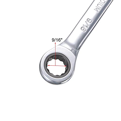 uxcell 9/16 Inch Ratcheting Combination Wrench SAE 72 Teeth 12 Point Ratchet Box Ended Spanner Tools, Cr-V - size: 9/16"