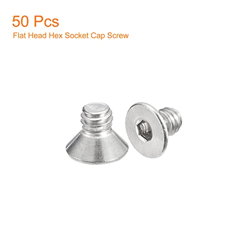 uxcell #8-32x1/4 Flat Countersunk Head Socket Cap Screws, 50Pcs 304 Stainless Steel Hex Socket Flat Head Screws, Full Thread, Countersunk Bolts - size: #8-32x1/4"