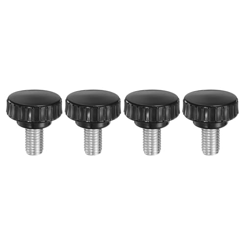 uxcell 4pcs Knurled Clamping Knobs M10 x 16mm Metric Zinc Plated Carbon Steel Male Thread Thumb Screw on Type 30mm Plastic Round Head Threaded Hand Bolt Stud Knobs Black - size: M10 x 16mm x 30mm