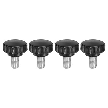 uxcell 4pcs Knurled Clamping Knobs M10 x 16mm Metric Zinc Plated Carbon Steel Male Thread Thumb Screw on Type 30mm Plastic Round Head Threaded Hand Bolt Stud Knobs Black - size: M10 x 16mm x 30mm