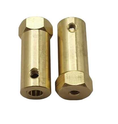 5Pcs 5mm Bore Brass Couplers, Hexagon Motor Shaft Coupling Flexible Connector with Screws and Wrench for Robotics and R/C Car Wheels Tires Shaft Motor - size: 5mm