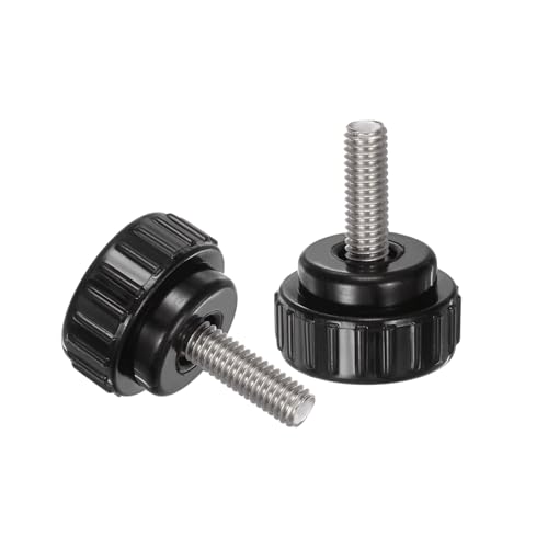 uxcell 4pcs Knurled Clamping Knobs M6 x 20mm Metric 304 Stainless Steel Male Thread Thumb Screw on Type 25mm Plastic Round Head Threaded Hand Bolt Stud Knobs Black - size: M6 x 20mm x 25mm
