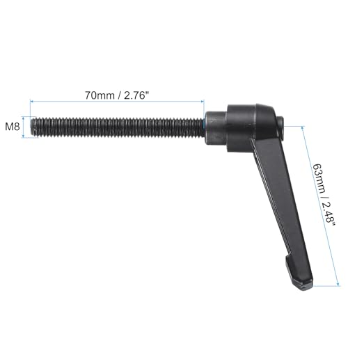 uxcell 5pcs Adjustable Clamping Lever Handle M8 x 70mm Metric Black Oxide Carbon Steel Male Threaded Stud Hand Knobs Ratchet Rotating Screw Handles Bolts with Locking Lever Black - size: M8 x 70mm