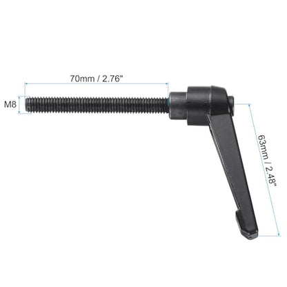 uxcell 5pcs Adjustable Clamping Lever Handle M8 x 70mm Metric Black Oxide Carbon Steel Male Threaded Stud Hand Knobs Ratchet Rotating Screw Handles Bolts with Locking Lever Black - size: M8 x 70mm