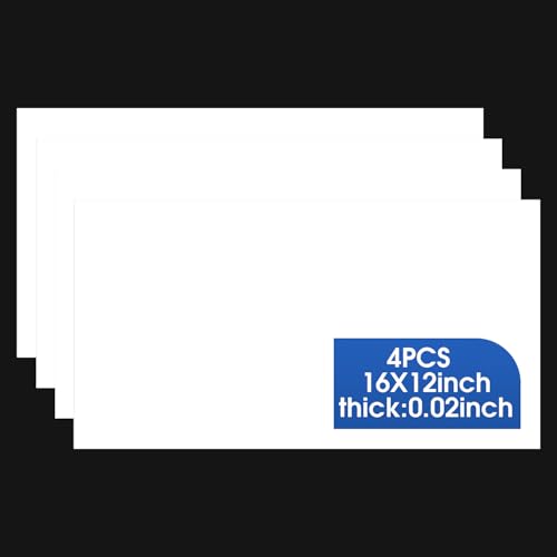 4 Pack White ABS Plastic Sheet, 16" x 12" x 0.02" Thick Hard Thermoplastic Sheet, Moldable Plastic Panel for Crafts, Car Interiors, Home Decor, DIY Projects - color: White, size: 16"x12"x0.02"