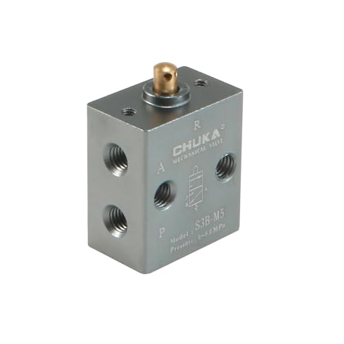 uxcell 2 Position 3 Way M5 Manual Handle Control Pneumatic Solenoid Mechanical Valve,S3B-M5