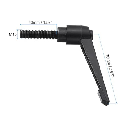 uxcell 5pcs Adjustable Clamping Lever Handle M10 x 40mm Metric Black Oxide Carbon Steel Male Threaded Stud Hand Knobs Ratchet Rotating Screw Handles Bolts with Locking Lever Black - size: M10 x 40mm