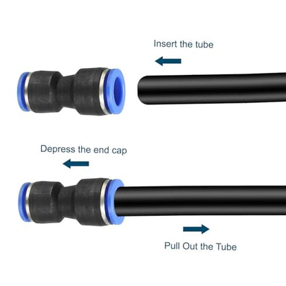 uxcell Push to Connector Fitting, 12mm to 10mm Tube OD Quick Connect Air Line Hose Pipe Fitting Straight Pneumatic Connector, Black 4Pcs - size: 12mm to 10mm
