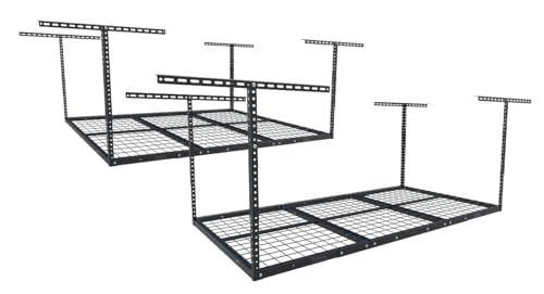 FLEXIMOUNTS 4x6 Overhead Garage Ceiling Storage Rack, 2 Pack, Black - color: Black, size: 4x6 ft