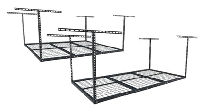 FLEXIMOUNTS 4x6 Overhead Garage Ceiling Storage Rack, 2 Pack, Black - color: Black, size: 4x6 ft