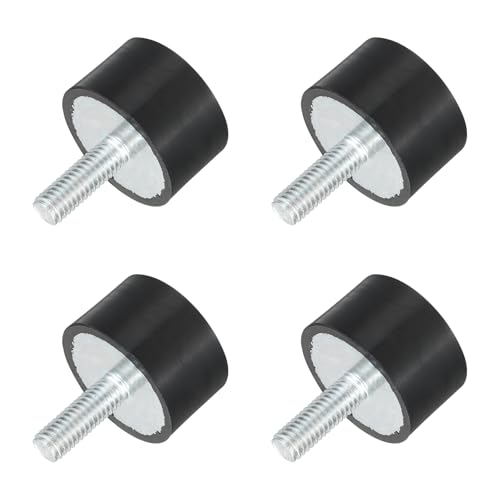 uxcell M6 Thread Rubber Mounts, Vibration Isolators, Cylindrical Shock Absorber with Studs 25 x 15mm 4pcs - size: M6x25x15mm