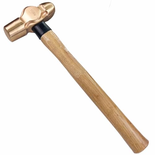 WEDO Ball Pein Hammer,9oz Non-Sparking Ball Peen Hammer,Beryllium Copper,Wooden Handle,Length 300mm,Die-forged Hammer Head 230g,Non-Magnetic,Corrosion Resistant Drilling Hammer - color: Beryllium Copper, size: 8oz