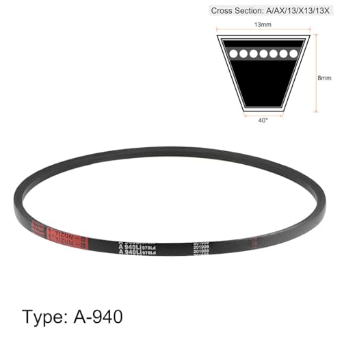 uxcell A940 V-Belts 940mm Inner Girth 13mm Top Width 8mm Thickness A-Section Rubber Drive Transmission Belt 2pcs - size: 37"