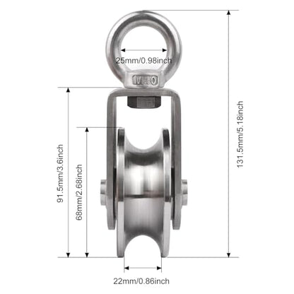 Swivel Single Pulley Block with Bearing Inside 304 Stainless Steel Heavy Duty Good for Pulley System Gym Equipment, Loading 1700 lbs (68mm-2PCS) - size: 68mm-2PCS
