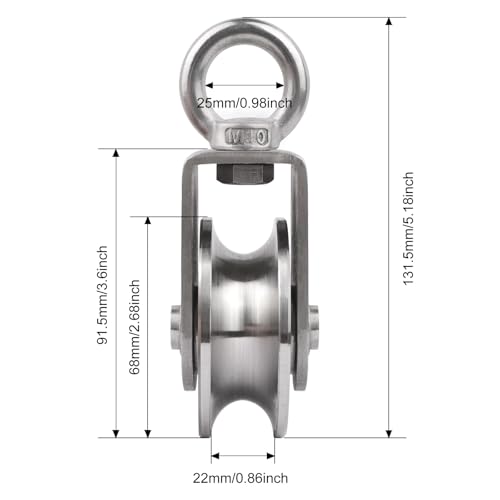 Swivel Single Pulley Block with Bearing Inside 304 Stainless Steel Heavy Duty Good for Pulley System Gym Equipment, Loading 1700 lbs (68mm-2PCS) - size: 68mm-2PCS