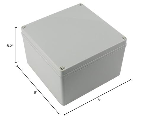 Ogrmar Plastic Dustproof IP65 Junction Box DIY Case Enclosure 8x8x5.2 - size: 8" x 8" x 5.2"