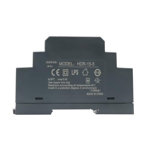 HDR-15-5 DIN Rail Power Supply 15W 5V 2.4A Ultra Slim - color: black, size: 17.5*54.5*93mm