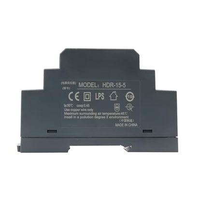 HDR-15-5 DIN Rail Power Supply 15W 5V 2.4A Ultra Slim - color: black, size: 17.5*54.5*93mm