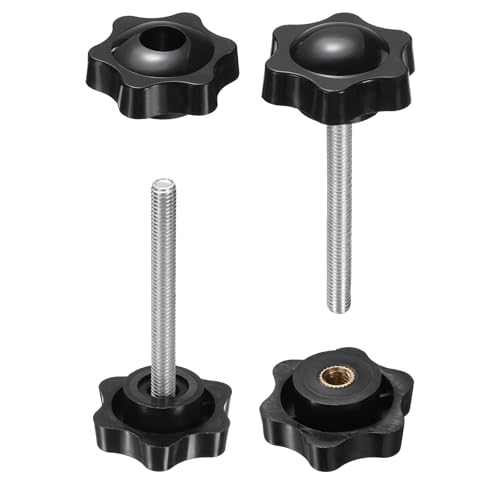 HARFINGTON Star Knobs M6 x 60mm Male + M6 Female Thread 38mm Head 2 Set - size: M6 x 60mm + M6 x 38mm