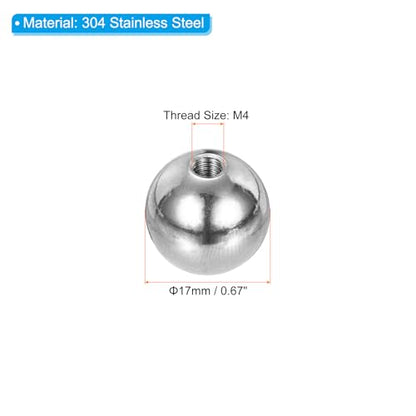 PATIKIL M4x17mm Ball Nuts Knob, 8 Pcs Female Thread 304 Stainless Steel Round Blind Hole Screw Cap Cover for Lighting Machinery DIY Decoration, Silver - size: M4x17mm