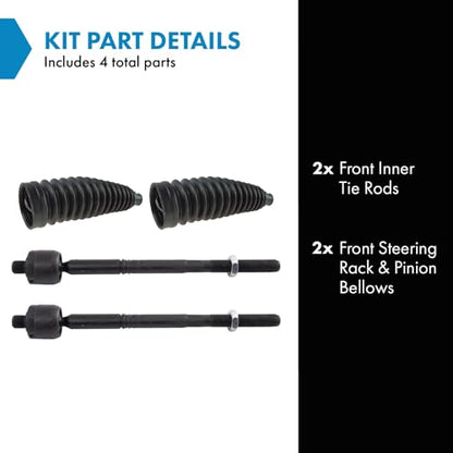 TRQ Front Steering Kit Steering Rack & Pinion Bellow Tie Rod - style: PSA27282