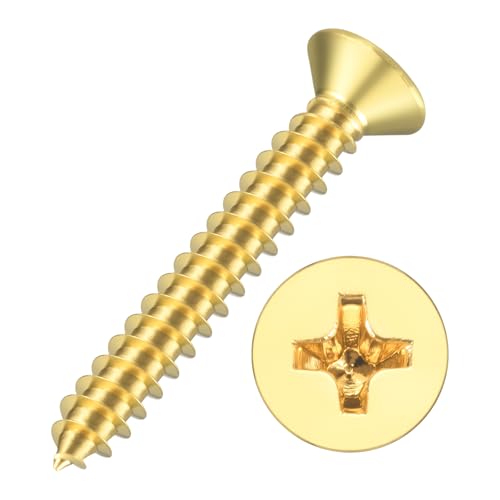 50pcs Phillips Flat Head Wood Screws - [#4x3/4] Brass Countersunk - size: #4x3/4"