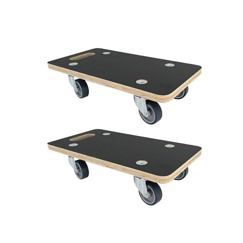 Furniture Moving Dolly Wood Platform Dolly 2 Packs, 17.32 x 9.06 inch, 882 lbs Capacity Heavy Duty Wood Dollies cart with Wheels, Movers Carrier with 4 Soft Rubber Silent Wheels - size: Mini Rectangle Dolly with Rubber Wheels