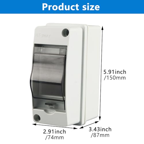 Din Rail Enclosure 2-Way Power Distribution Protection Box Lock Electrical Panel Box Cover Junction Boxes Outdoor Distribution Junction Boxes for Indoor Outdoor Wall (White)