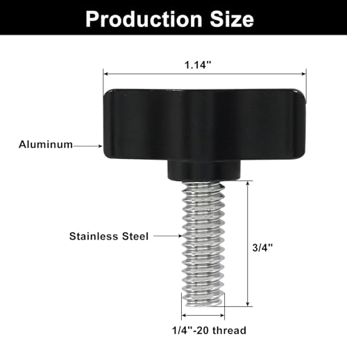 Murtenze 1/4"-20 x 3/4" Thumb Screw, 4 Pack - size: 3/4"