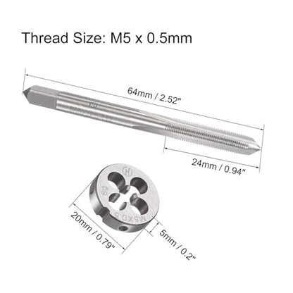 M5x0.5mm Metric Tap and Die Set,Machine Thread Screw Tap with Round Threading Die,Tap & Die Kit for Nut Screw Bolt Thread Repair - size: M5x0.5mm