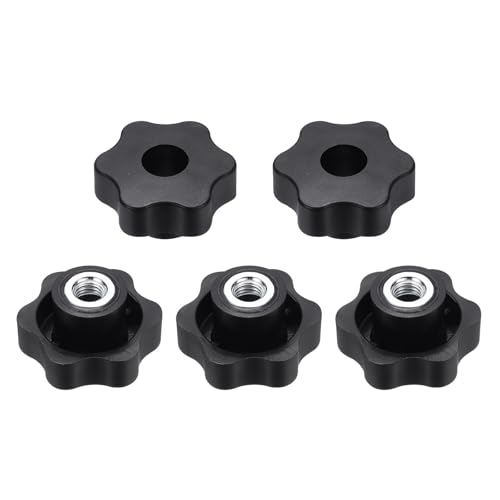 HARFINGTON 5pcs Star Knobs M10 Female Thread 48mm Head Iron Insert Black - color: Black, size: M10 x 48mm