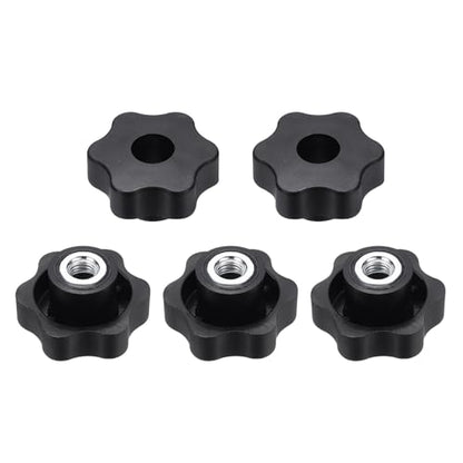 HARFINGTON 5pcs Star Knobs M10 Female Thread 48mm Head Iron Insert Black - color: Black, size: M10 x 48mm