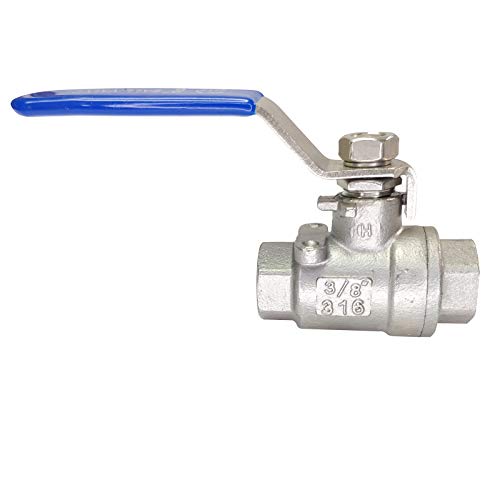 2PCS 3/8" Full Port Ball Valves 316 Stainless Steel NPT Female Thread Ball Valve for Water, Oil, and Gas - size: 2-pack x 3/8 Inch