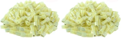 100 Pcs XHF Yellow Nylon Female Spade Connectors 12-10 AWG Quick Disconnect Wire Terminals Insulated Wire Crimp Connectors (Pack of 2) - size: Female Yellow 100PCS (Pack of 2)