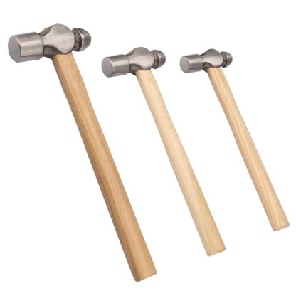 3 Pack Ball Peen Hammer with Wooden Handle, 16 oz, 24 oz, 32 oz Ball Pein Hammer with Wooden Handle for Mechanics and Jewelry-Making, Metal working, Hardware, Manufacturing - size: 3 Pack 16oz, 24oz, 32oz wood handle
