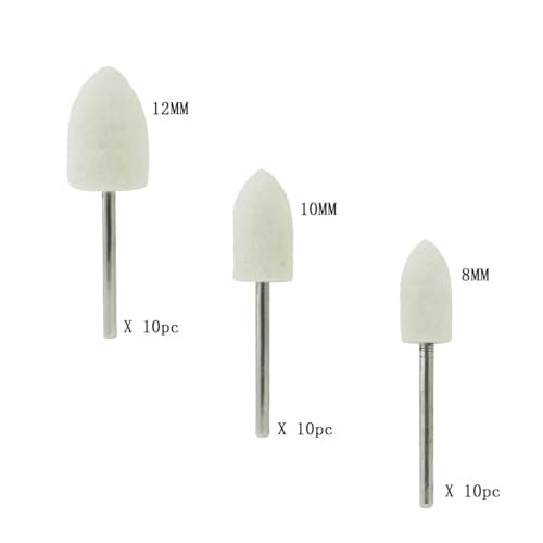 30 Pcs Wool Felt Polishing Bits, 3/32'' Shank Cone Shape Wool Polishing Points for Rotary Tool (8mm,10mm,12mm)