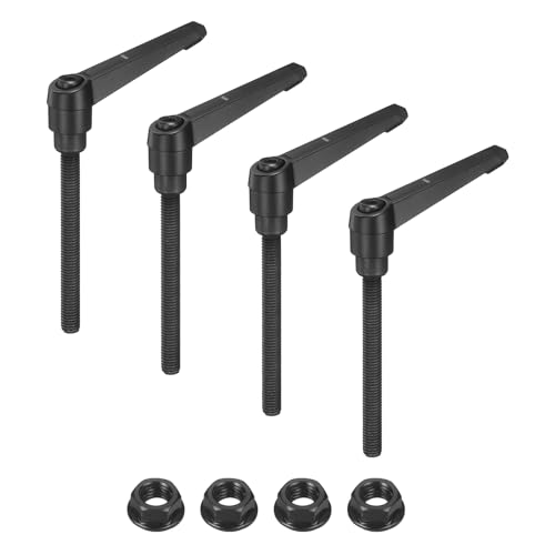uxcell 4Pcs Adjustable Clamping Lever Handles, M8x80mm Zinc Alloy Male Thread Stud Knobs with Nuts Quick Release Bolt Rotating Screw Handles for Lathes Woodworking, Black - size: M8x80mm