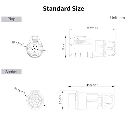 CNLINKO LP-12 6 Pin Connector IP68 Waterproof Circular Electrical Plug for Outdoor Equipment Solar Industrial Machinery DC 12V M12 2-8 Pin Male Plug and Female Plug (6-Pin) - size: 6-Pin, style: Metal-reinforced Kit