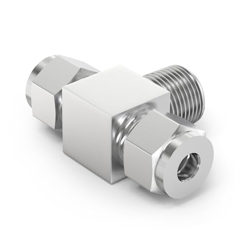 TAISHER 2PCS 304 Stainless Steel Compression Tube Pipe Fitting Connector, 1/8" Tube OD x 1/8" NPT Male x 1/8" Tube OD Tee Adapter - size: 1/8" OD x 1/8" MNPT x 1/8" OD Tee