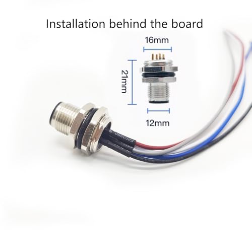2Pcs M12 4 Pin A Code Male Connector Cable, IP67 Waterproof Back Mount Cable UnShielded Straight Aviation Socket Electrical Cable Sensor Receptacle 250V 4A (0.5Meter/1.64ft) - size: Male