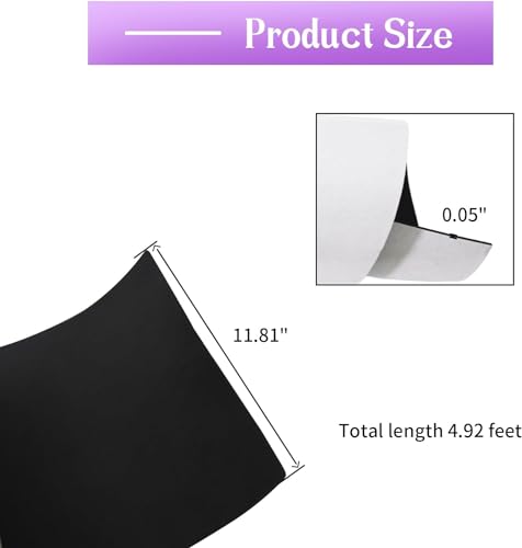 Black Foam Sheet Pad with Adhesive Backing, 11.81"W x 59"L x 1/16"T Cosplay Foam Board, Single-Sided EVA Foam Roll Closed Cell Insulation Foam Tape for DIY Craft Project Weather Stripping Door Seal - size: 11.81x59x1/16"