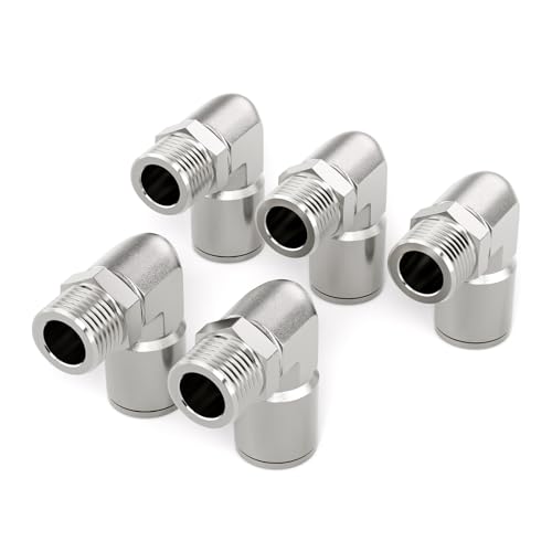TAILONZ 304 Stainless Steel 1/4" x 3/8" NPT Push to Connect Elbow 5Pcs - size: 1/4''OD 3/8''NPT