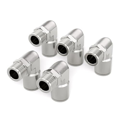 TAILONZ 304 Stainless Steel 1/4" x 3/8" NPT Push to Connect Elbow 5Pcs - size: 1/4''OD 3/8''NPT